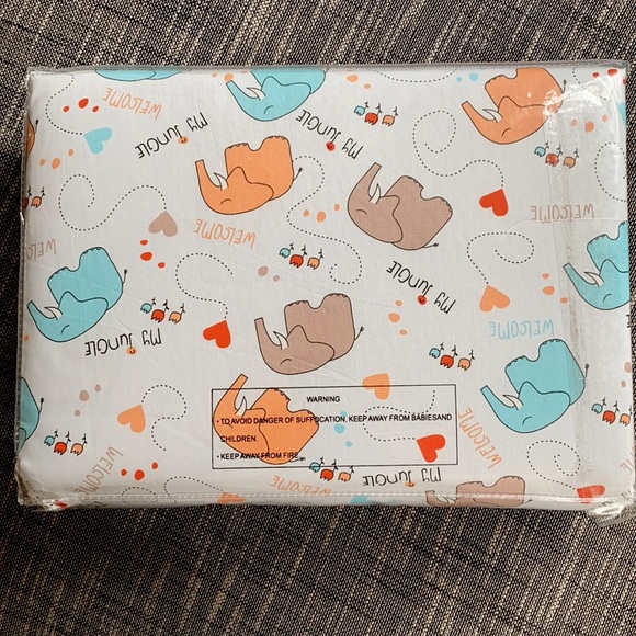 Baby Comforter Set 2pc 100% Cotton Elephants - Picture 4 of 4